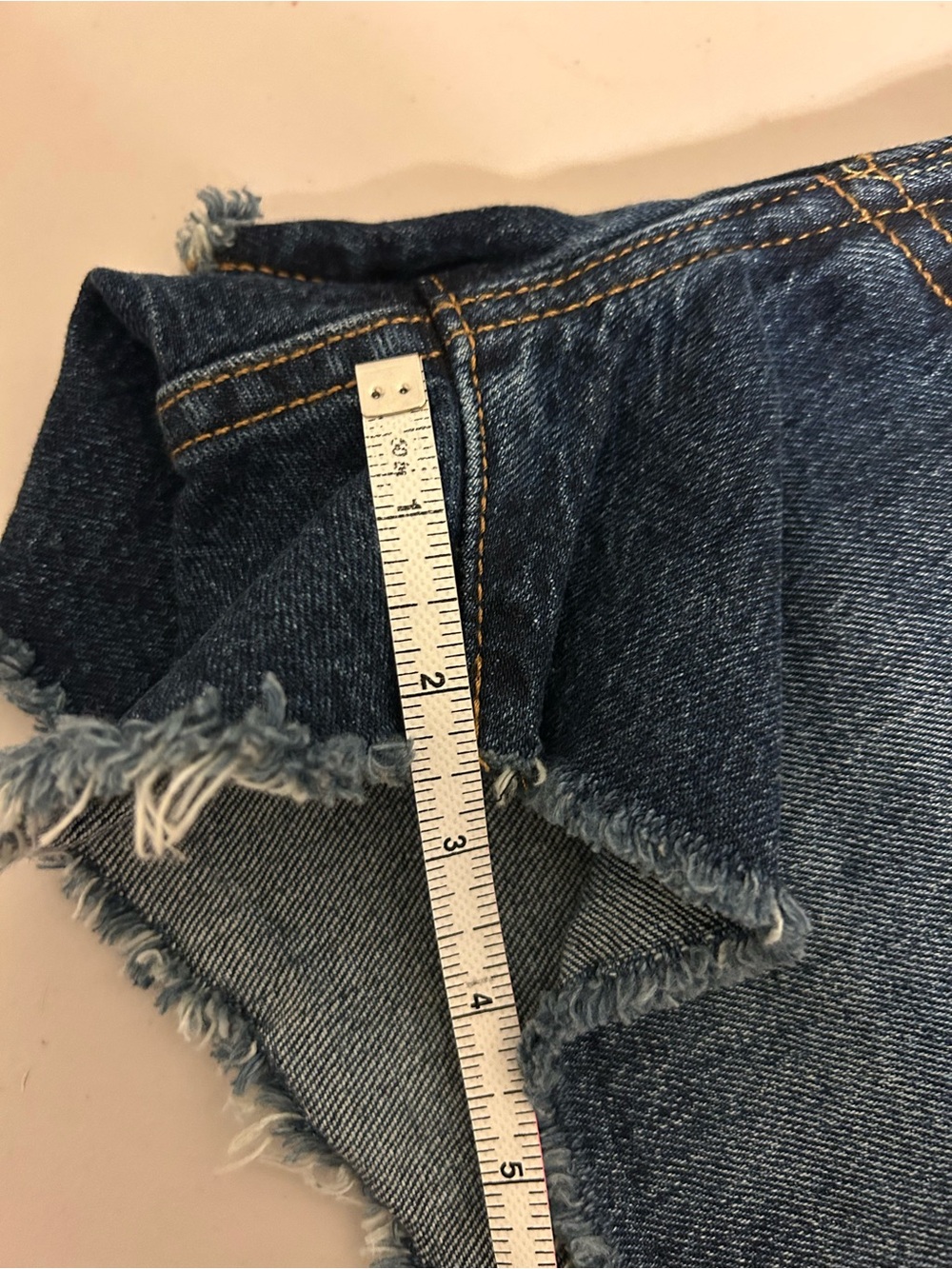 Levi's Dark Blue Distressed High-Rise Denim Shorts - Picture 4 of 4